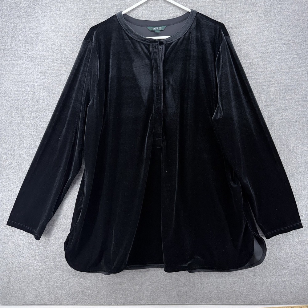 Lauren Ralph Lauren Tunic Top Women Size 3X Black Velvet